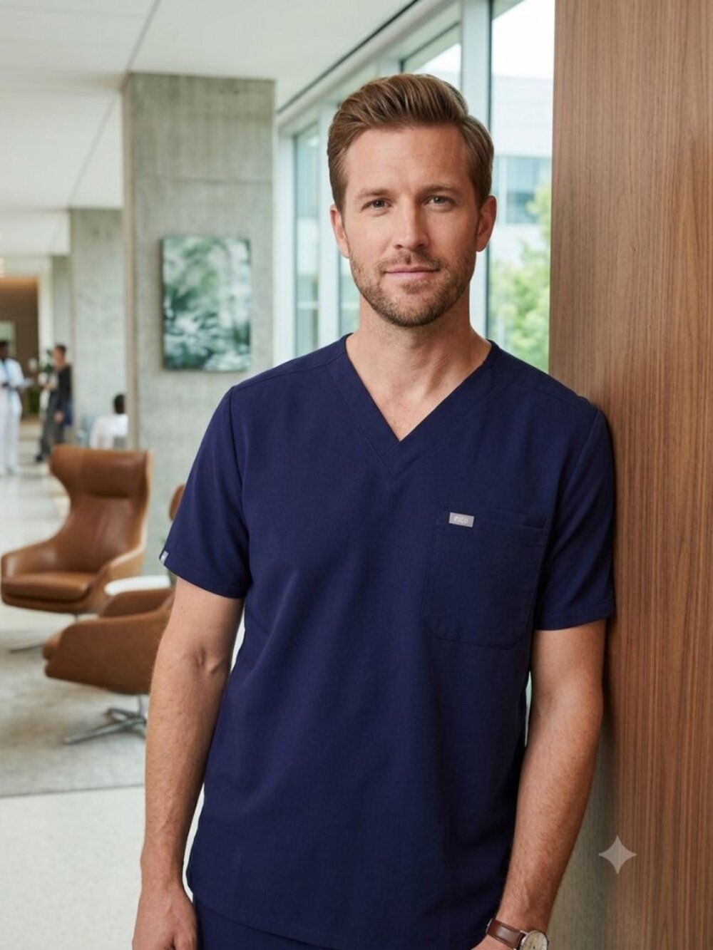FIGS Leon Men Size XXL Navy Blue Technical Collection V-Neck Scrub Top